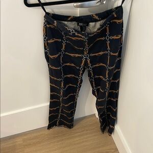 INC Black and Brown Chain Print Pants
